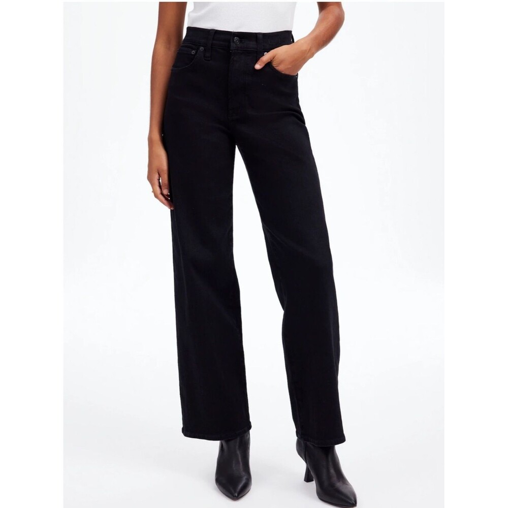 Madewell Perfect Vintage Wide Leg Jeans NWT Size 29 Black High Rise Full Length
